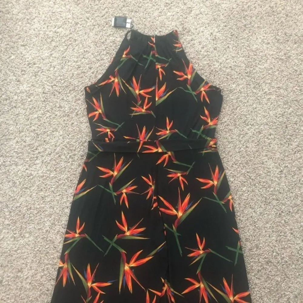 Tahari Wide Leg Jumpsuit Black Bird of Paradise Plus Size XXL New w/Tag - Image 8