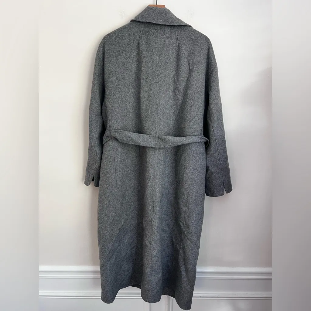 Gap grey relaxed wool blend tie waist coat XL Minimalist double faced soft - Image 2