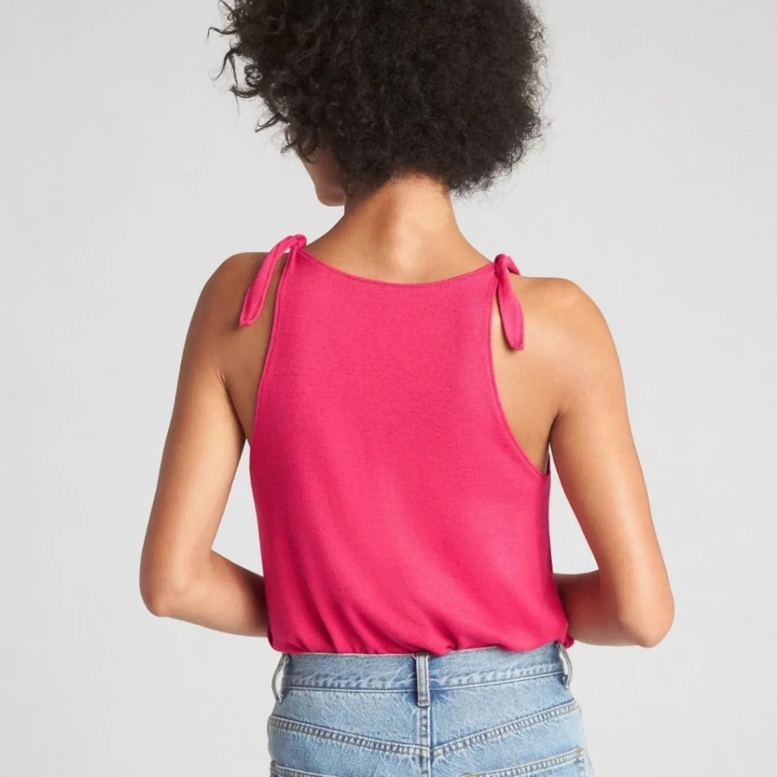 Gap Babydoll Top Womens Medium Pink Softspun Casual Sleeveless Shirt Blouse - Image 2