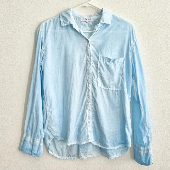 Bella Dahl Light Blue Wash Long Sleeve Pocket Button Down Shirt Blouse Small HTF - Image 12