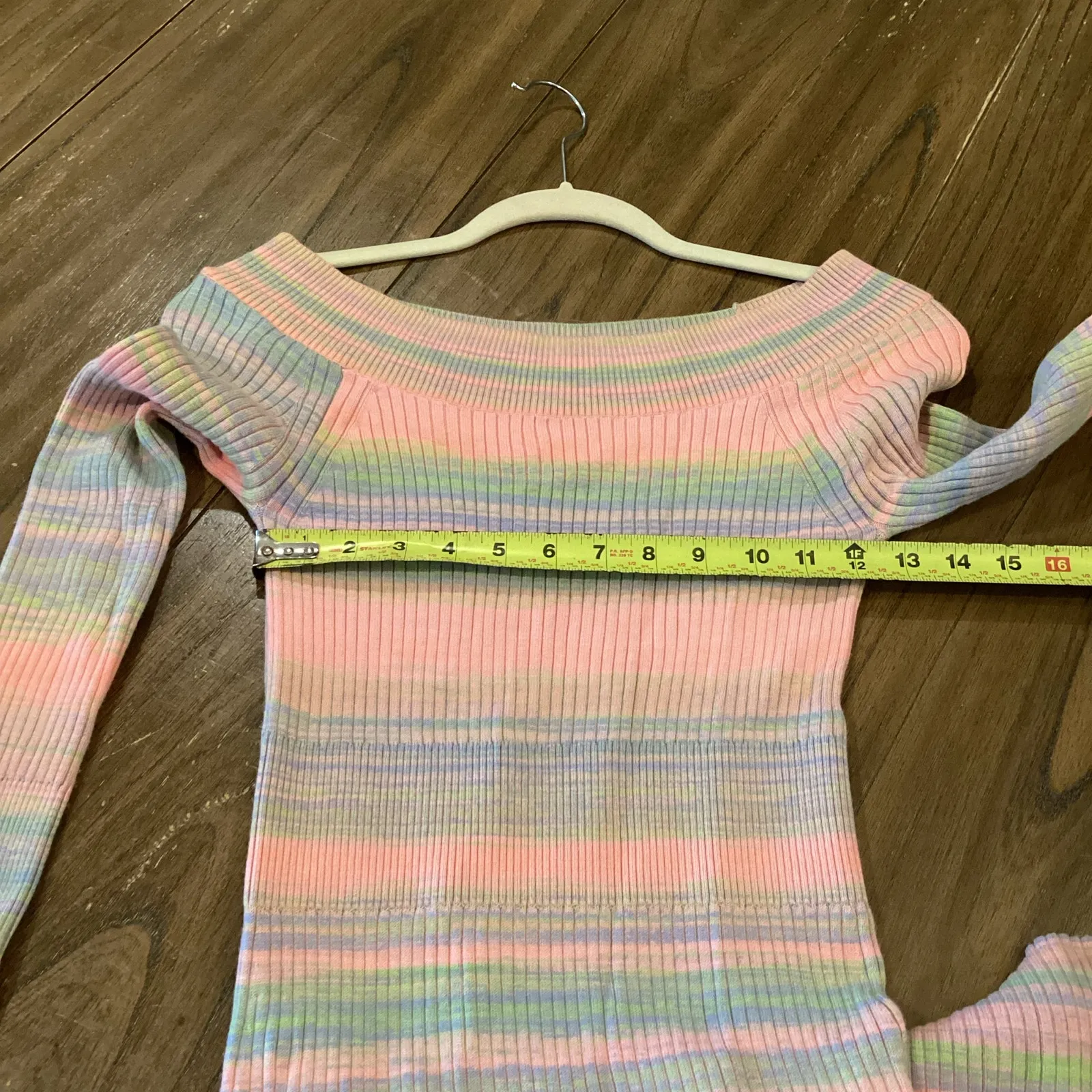 Daily Practice by Anthropologie Ribbed long sleeve stripe Sweater midi Dress S Pink - Image 8