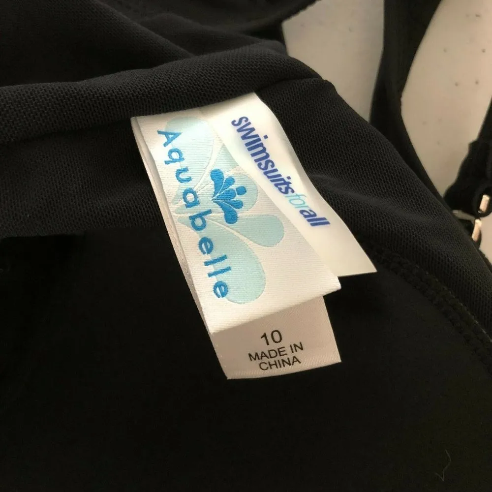 Aquabelle Swimsuits for All One Piece Molded Cups Open Back Black Size 10 - Image 3