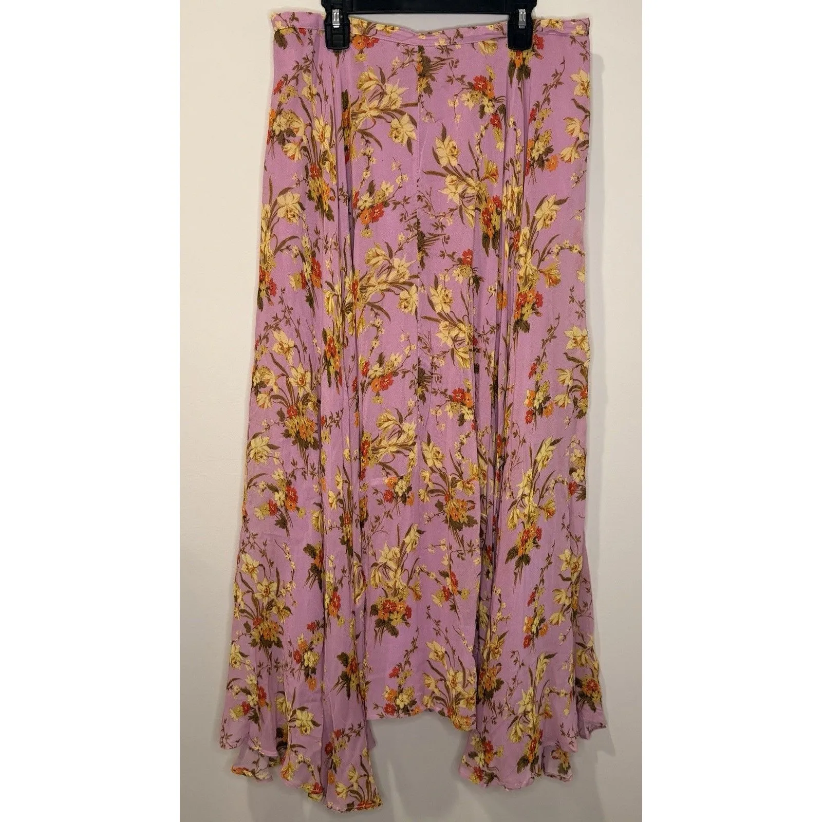 By Anthropologie Circular Maxi Skirt Purple Floral Flowy Ruffle Size 10 EUC!! - Image 2