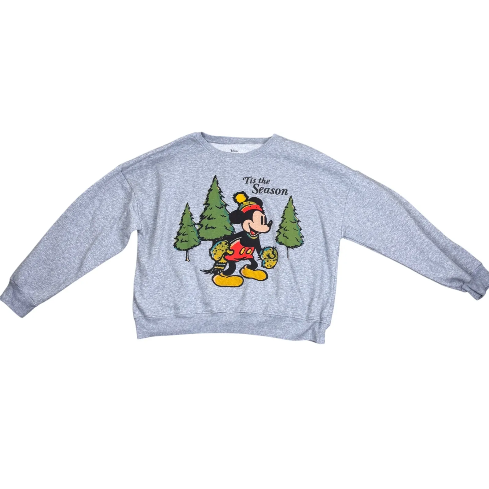 Disney Mickey Mouse 'Tis the Season Christmas Tree Gray Sweatshirt XXL - Image 4