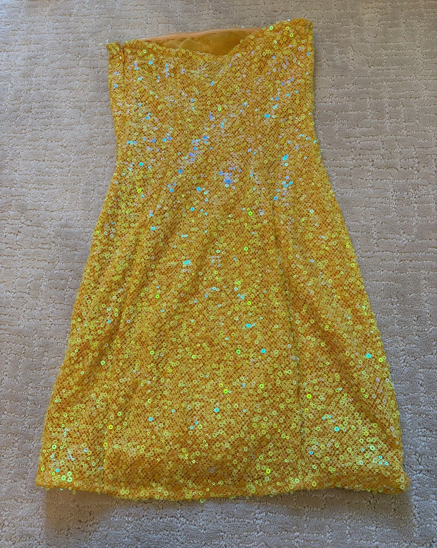 Oh Polly Sequin Mini Dress Yellow - Image 2