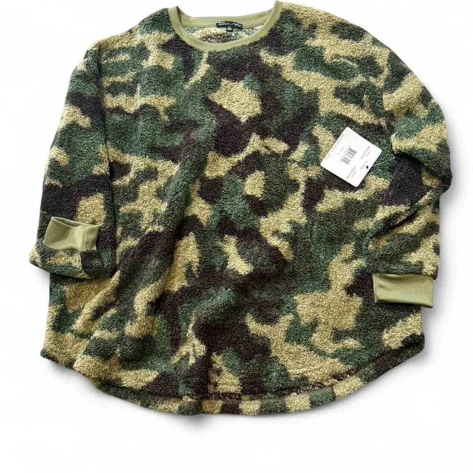 Fuzzy Camo‎ Pullover Sweatshirt Green Size 1X - Image 4