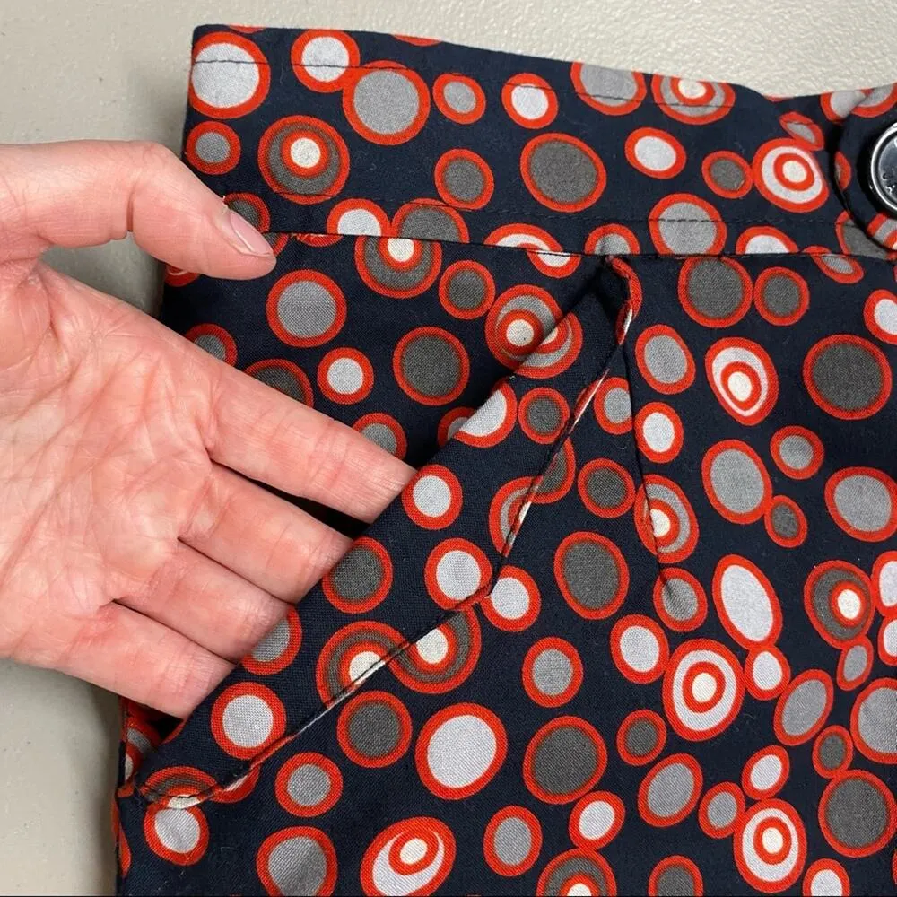 Marc Jacobs Pencil Skirt Black Red Gray Circle Pockets Back Slit Button Zip Sz 6 - Image 4