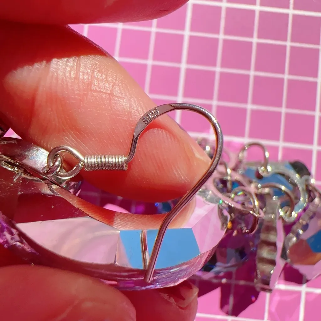 Nine West blue purple tone crystal transparent drop 925 sterling silver Earring - Image 4