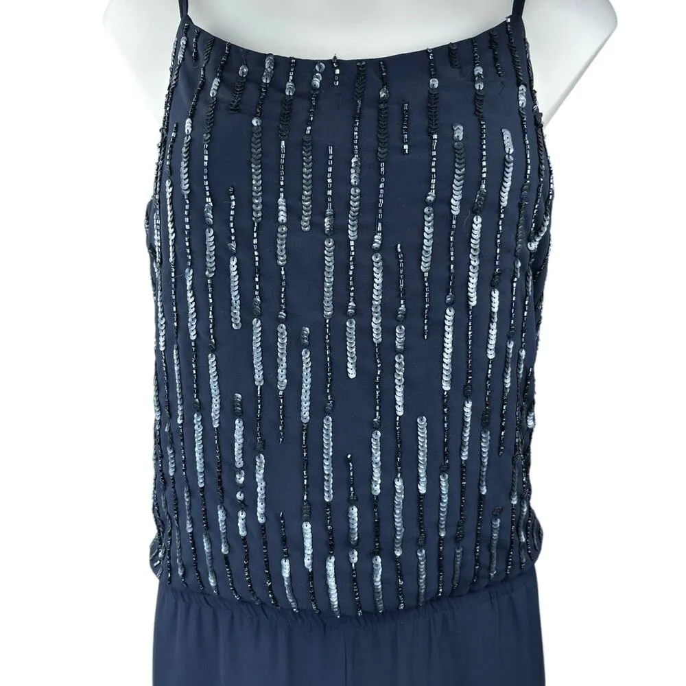 ONLY Women's Blue Sequin Embellished Sleeveless Elastic Waist Jumpsuit Size 10 - Image 3