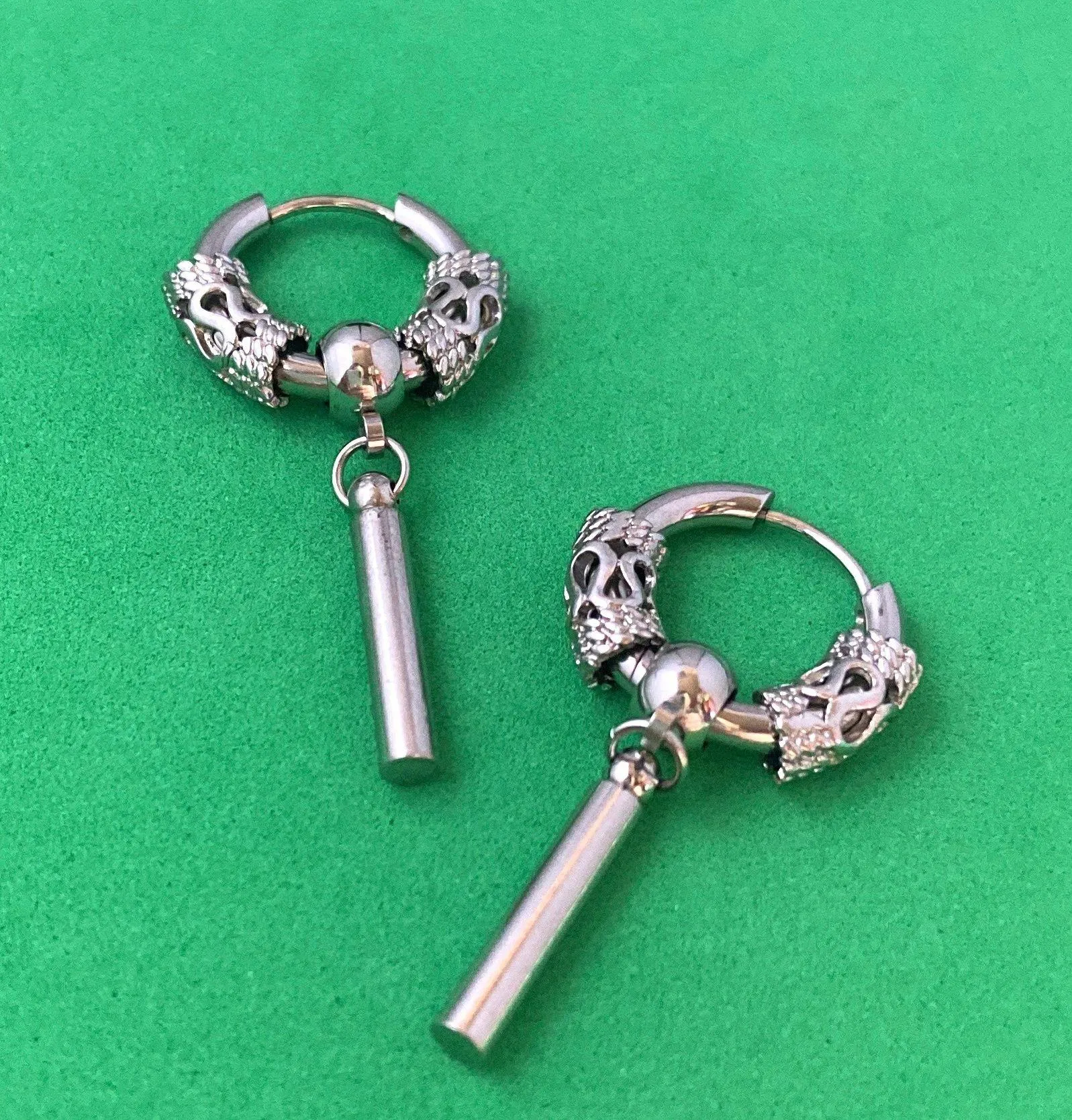 925 Silver Plated Circle Bar Dangle Drop Earrings for Men Women,Hoop Earrings,Punk Hip Hop Earrings - Image 3
