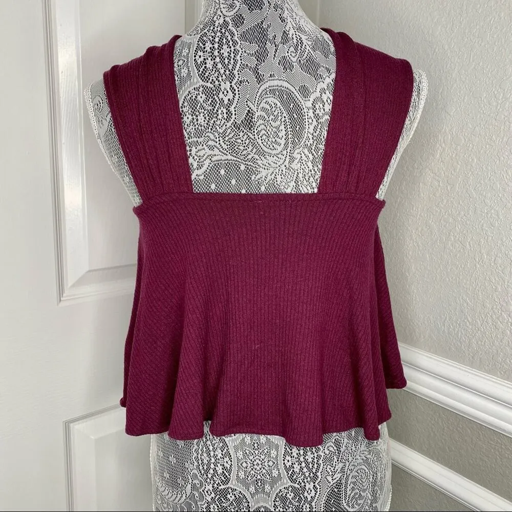 FREE PEOPLE Womens XS Ribbed Square Neck Reversible Flowy Crop Tank Top - Image 3