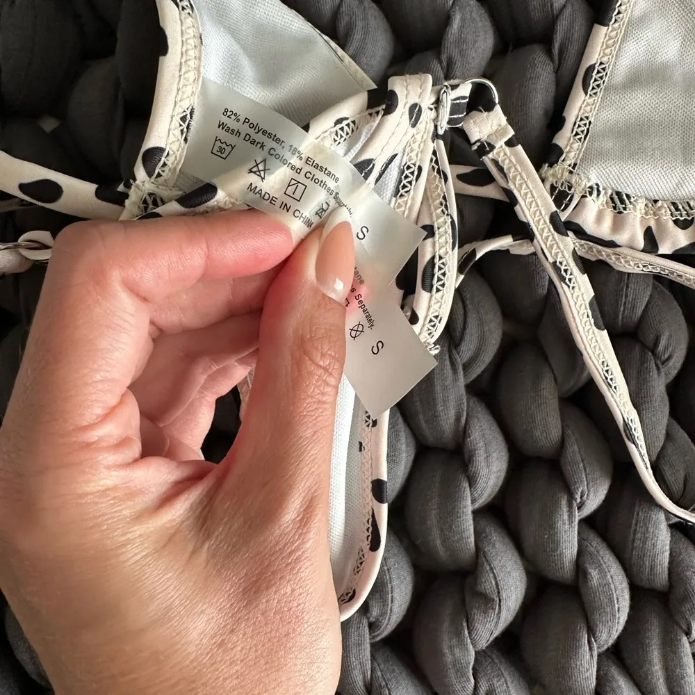 Dalmatian Micro Triangle Thong Bikini Black - Image 6