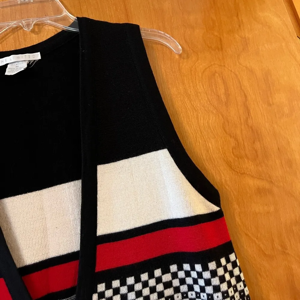 The Limited Sweater Dress Sleeveless Deep V-Neck Shift Wool Blend Y2K Medium - Image 2