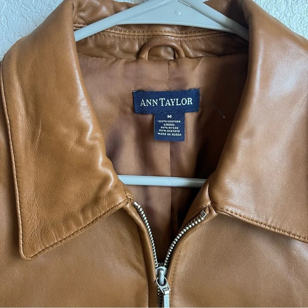 Ann Taylor  Camel Color Leather Jacket - Image 7