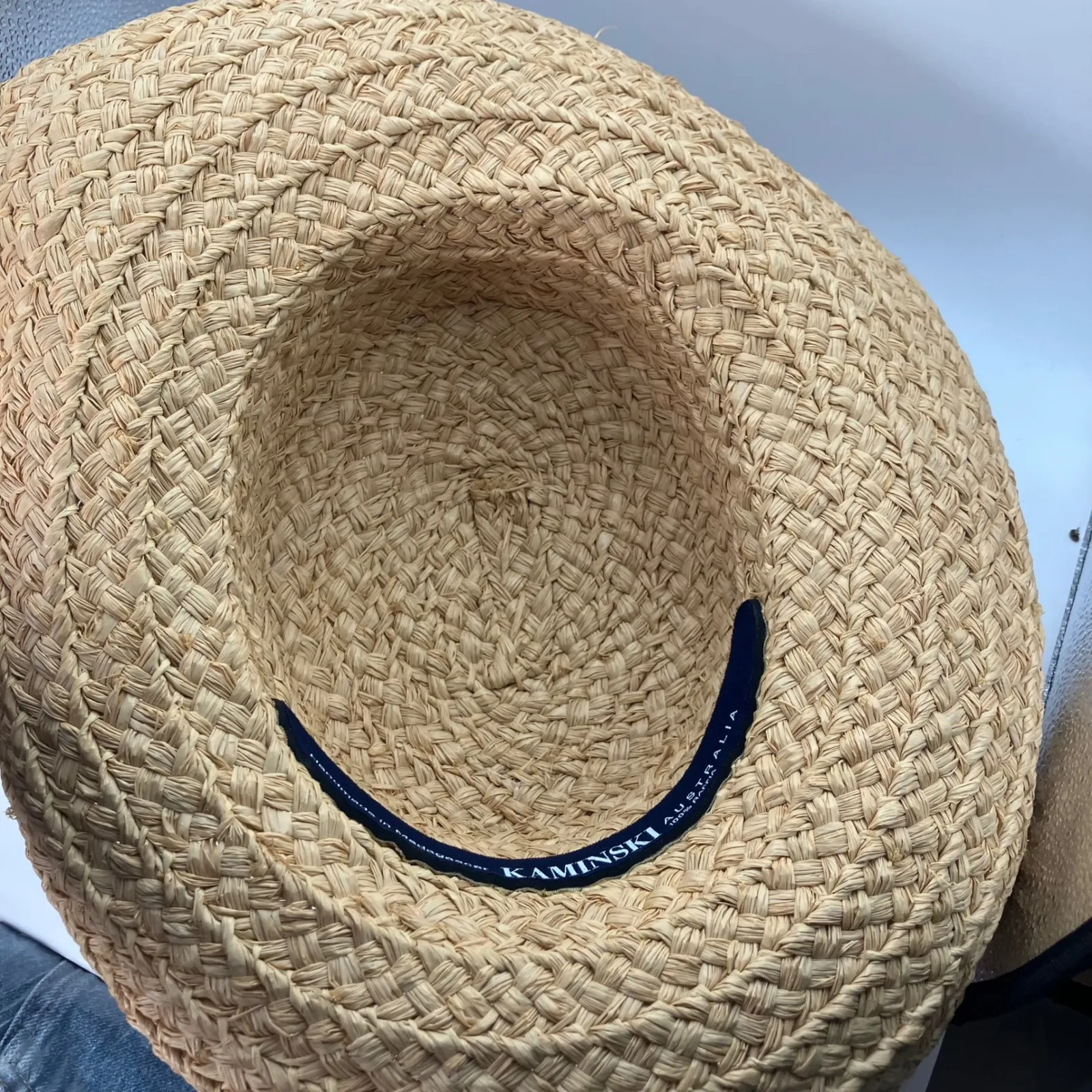 Helen Kaminski Australia 100% Raffia Wide Brim Woven Straw Sun Hat Natural Tan - Image 10