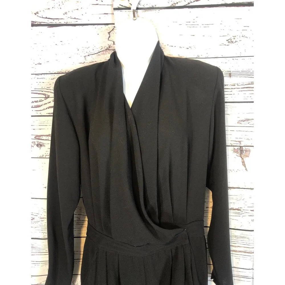 Vintage Regina Porter faux wrap V neck black Jumpsuit with pockets size 12 - Image 9