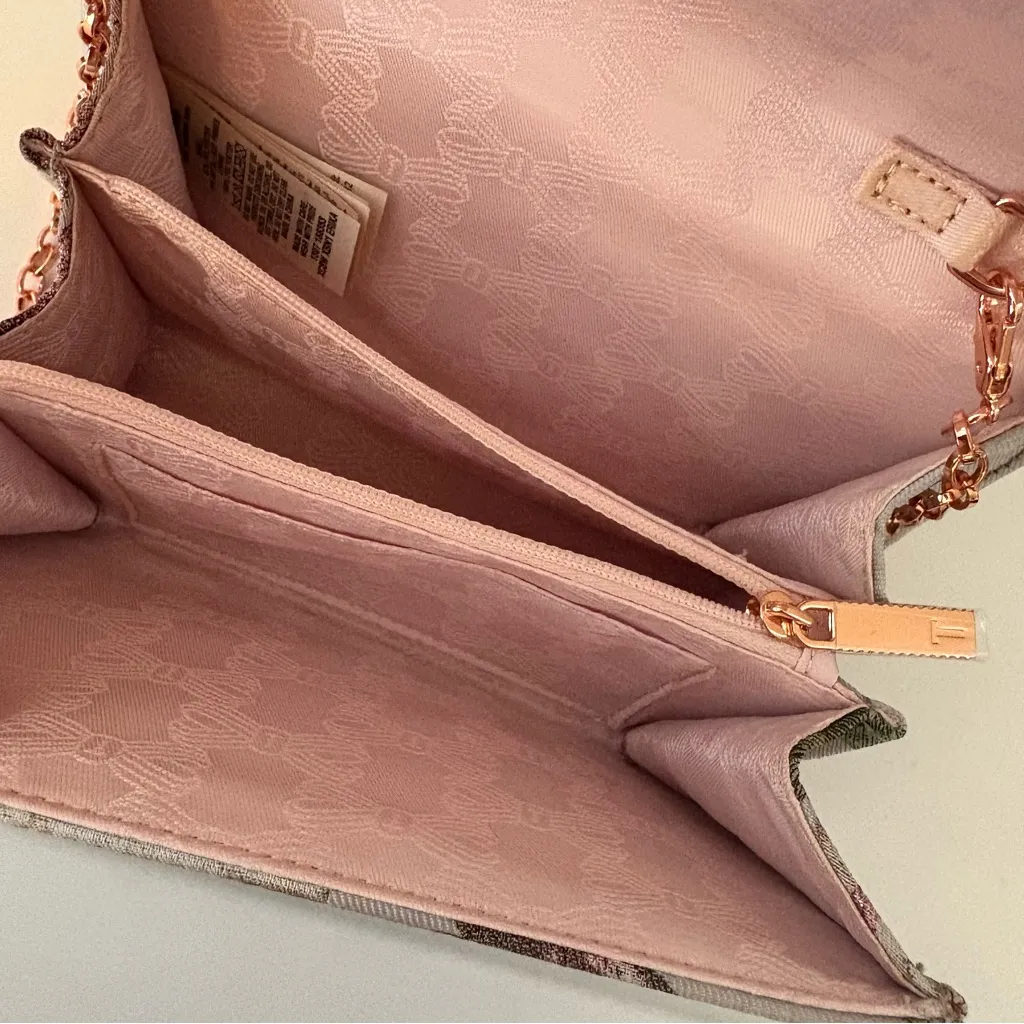 Ted Baker London Erika Jacquard gray rose gold evening crossbody shoulder bag - Image 11