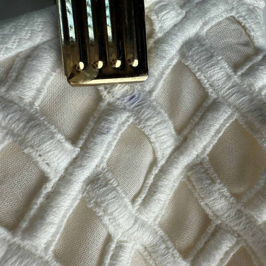 Tory Burch Alaina Skirt Silk Lattice Diamond Weave Ivory Cream Size 2 - Image 12