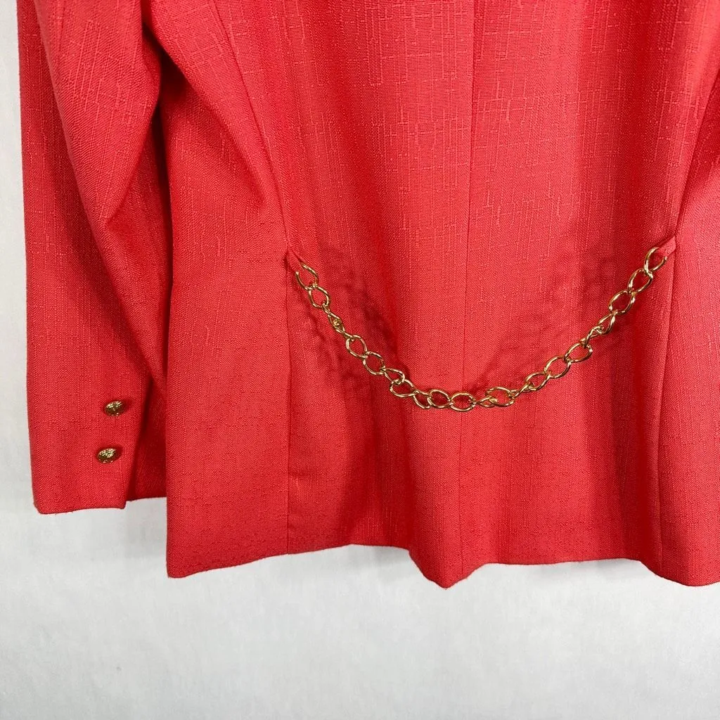 Atrium Size 8 Jacket Blazer Pink Gold‎ Buttons Back Chain Lined Pockets 1247 - Image 7