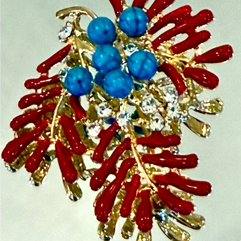 Women’s Enamel Coral Sea Plant Pins Banquet Brooch Green - Image 3