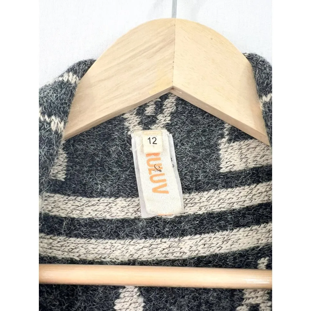 Truluv Aztec Western Knit Fringe Cardigan Vest sz Girls 12 Boho Southwestern Tan Size M - Image 5