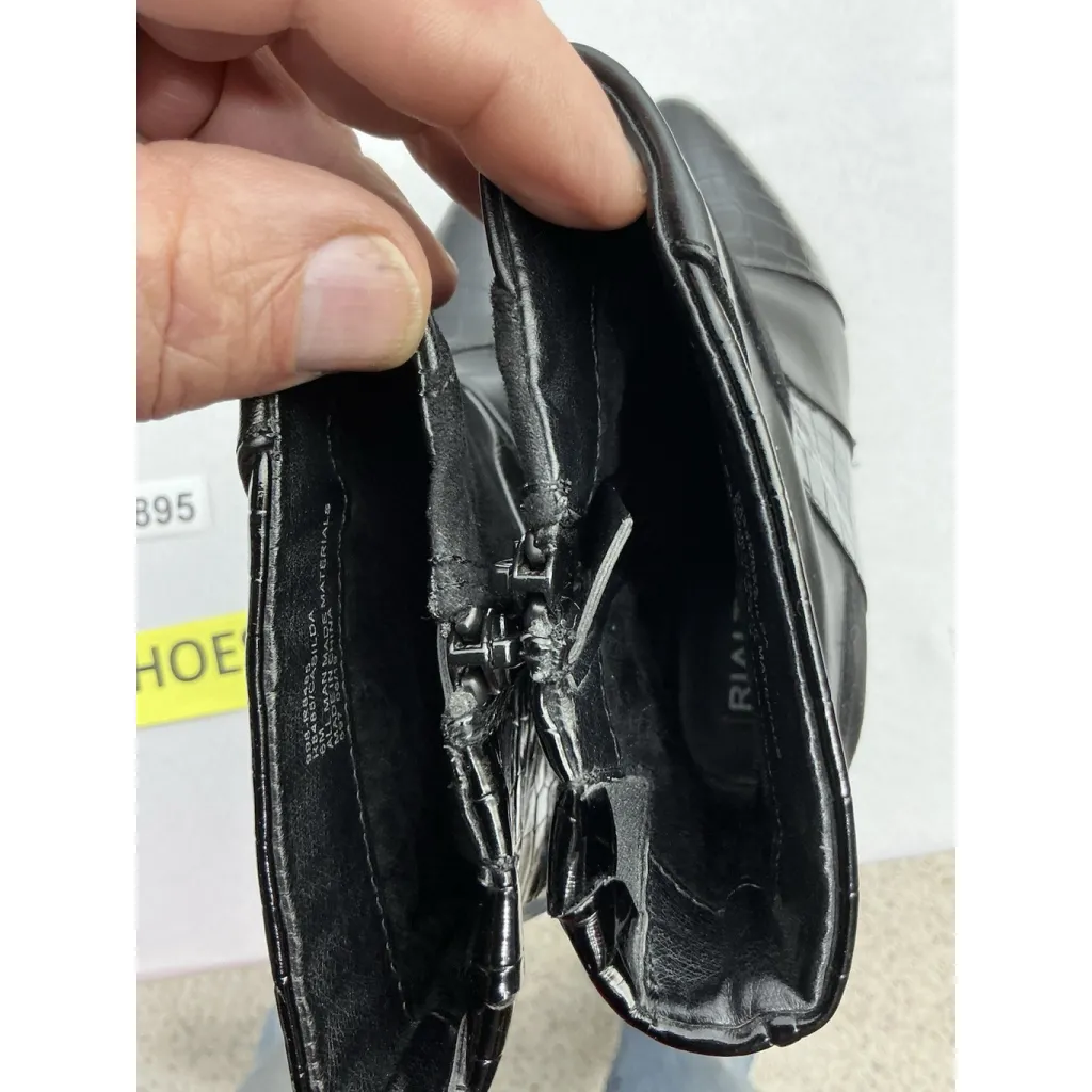 Womans Rialto Casilda Ankle Boots 6 M Black Side Zip Stiletto Croc Detail - Image 6