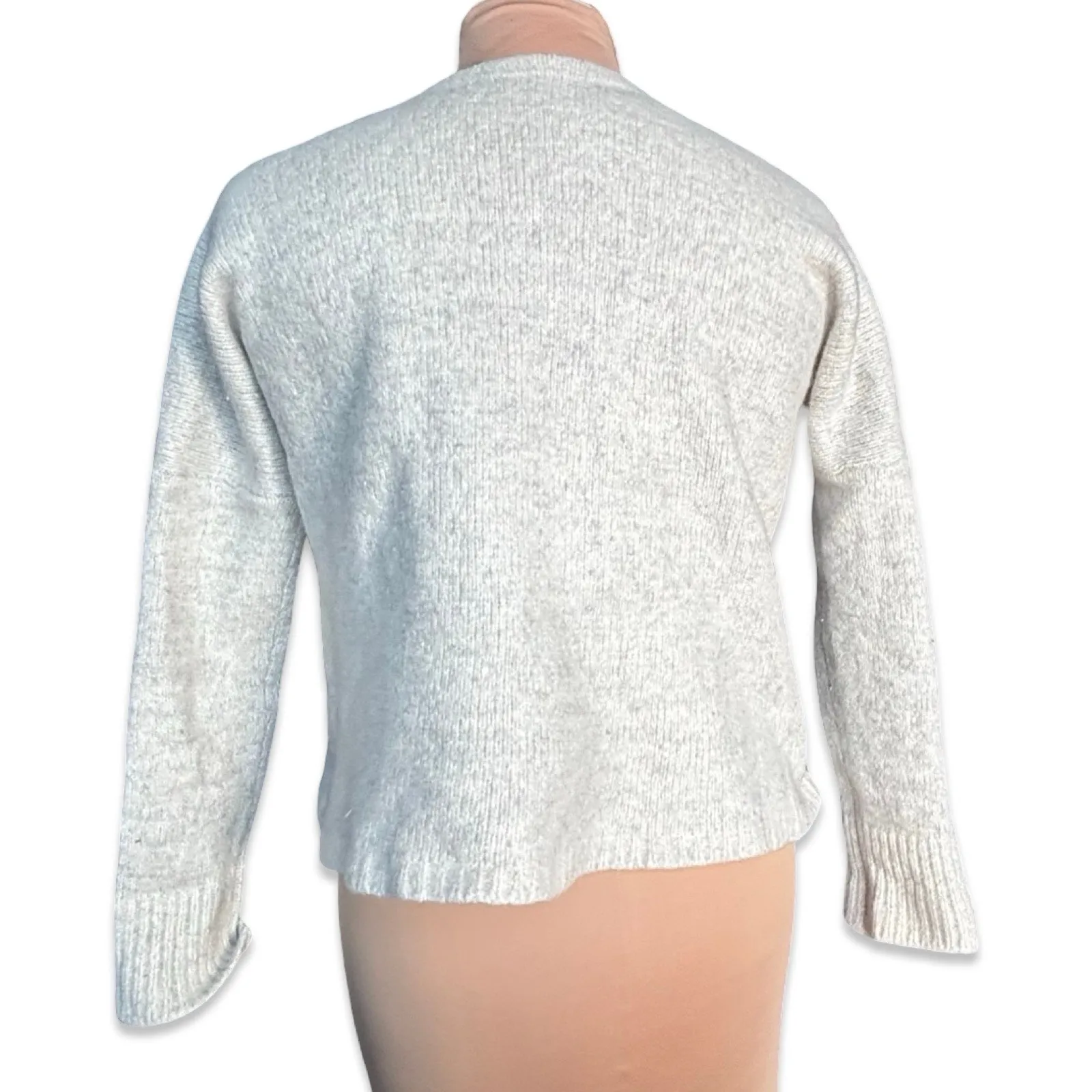 Steven Alan Cream Gray Cashmere Blend Crewneck Sweater Side Slit Large Neutral - Image 6