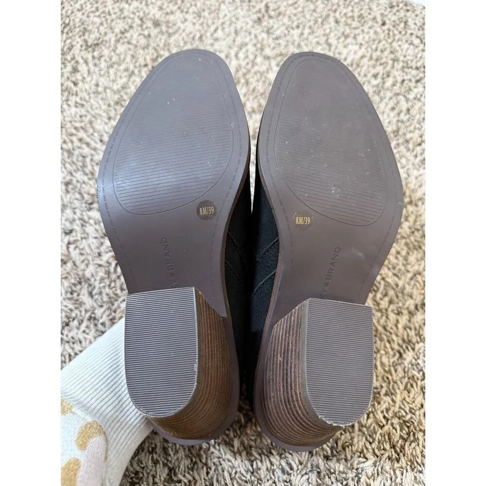 Lucky Brand Black Booties Womens Sz 8M Cutout Minimalist Small Heel Leather - Image 5