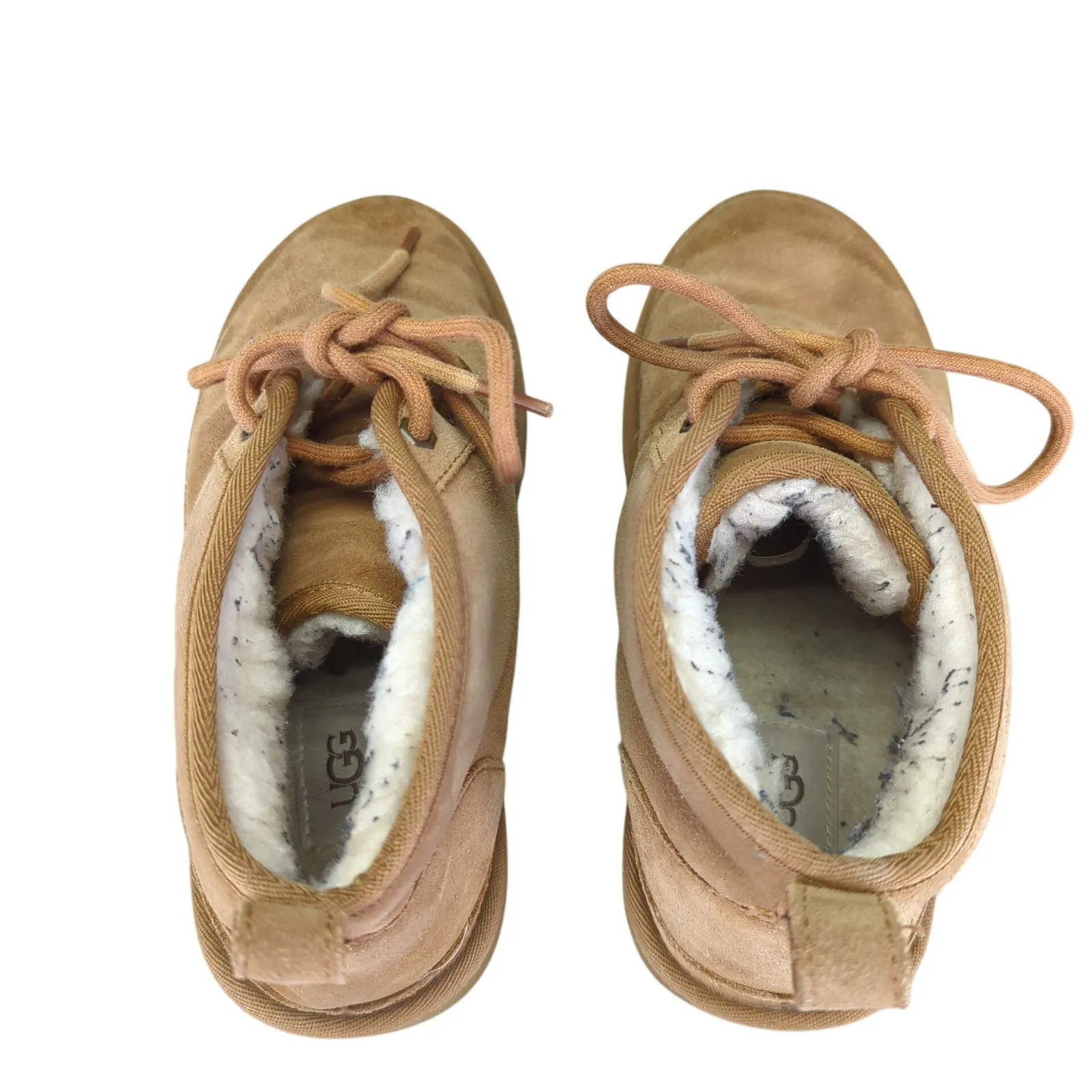 UGG Neumel Chukka Boots Tan Suede Shearling Lined Lace Up Women 7 3236‎ - Image 6