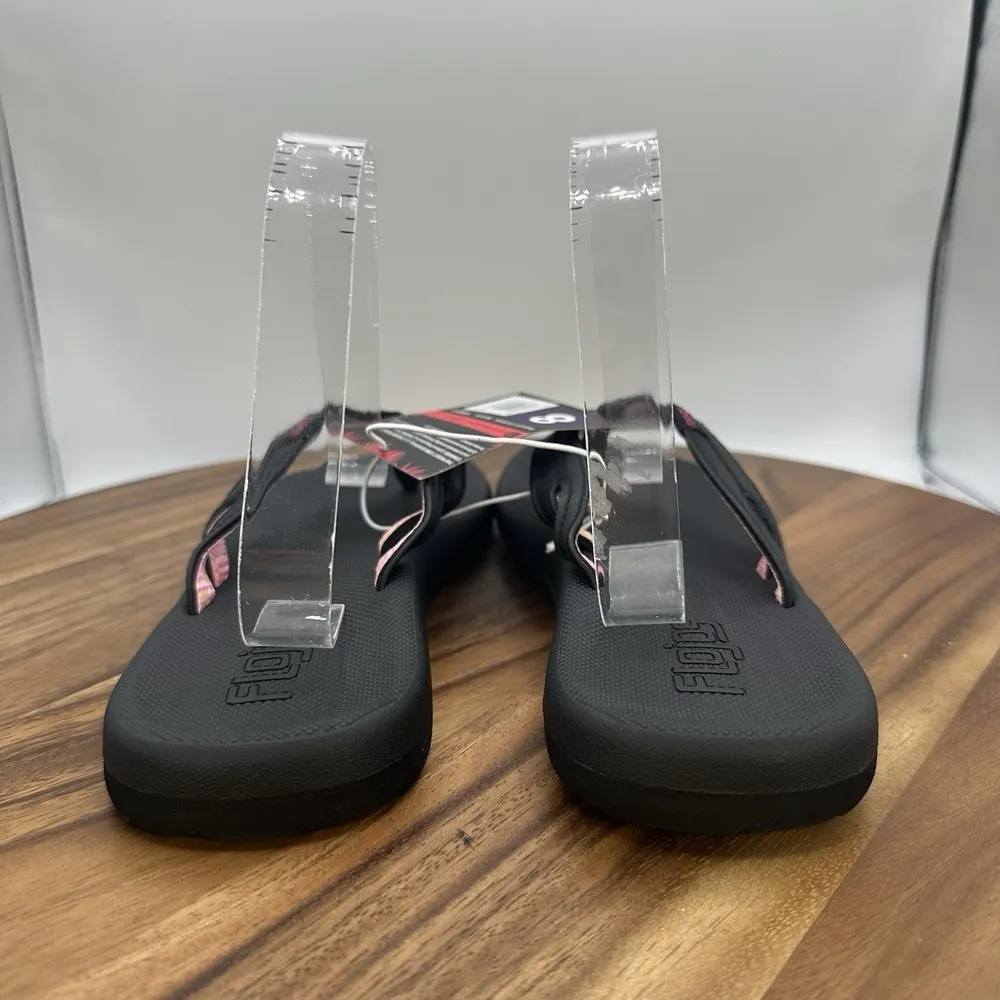 NWT Flojos Rica Flip Flops Sandals Black Pink Comfort Casual Travel Beach Size 8 - Image 2