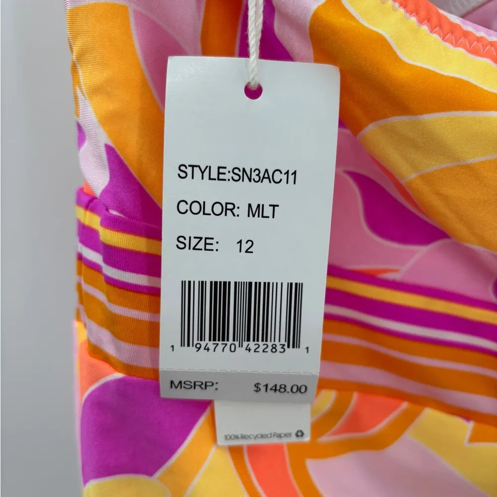 Sunshine 79 Floral Halterneck One Piece Swimsuit Orange Multi Size 12 - Image 6