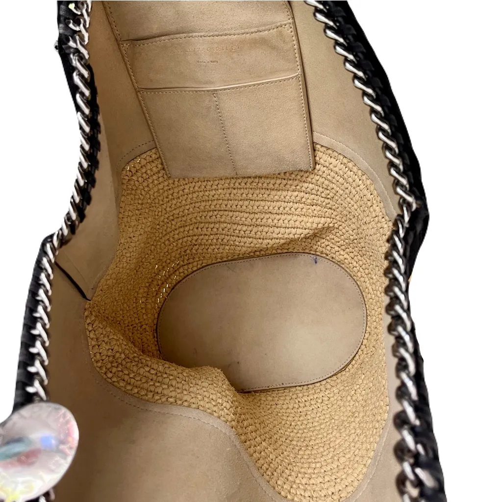 Stella McCartney Black ‘Falabella’ Medium Raffia Tote Bag - Image 5