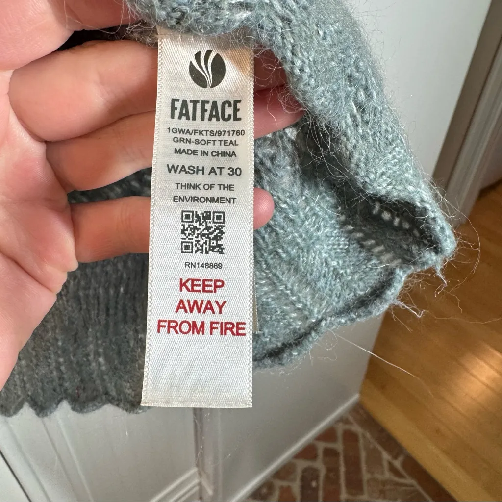 Fat Face Knit Sweater Jumper Alpaca Blend Open Weave Crew Neck Dainty Gray Size 12 - Image 3