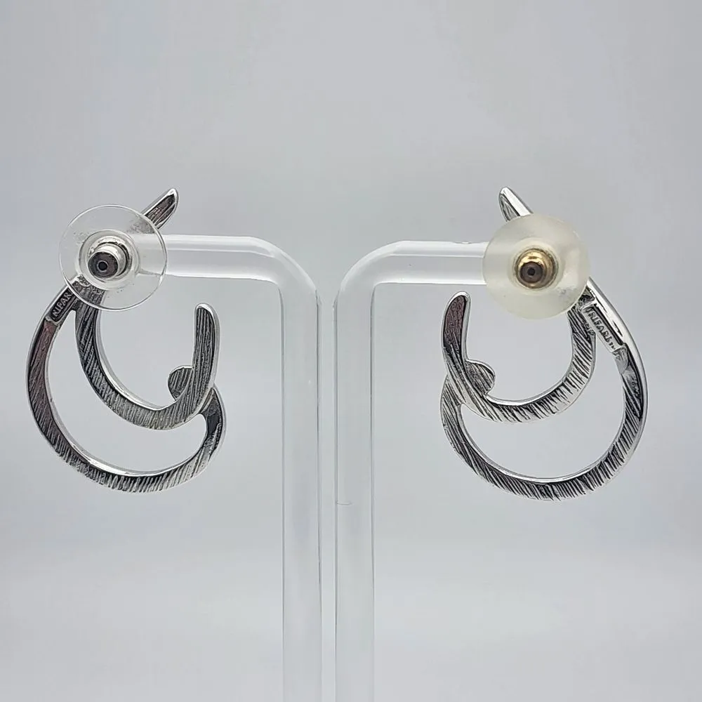 Trifari Silver Tone Post Earrings - Image 3