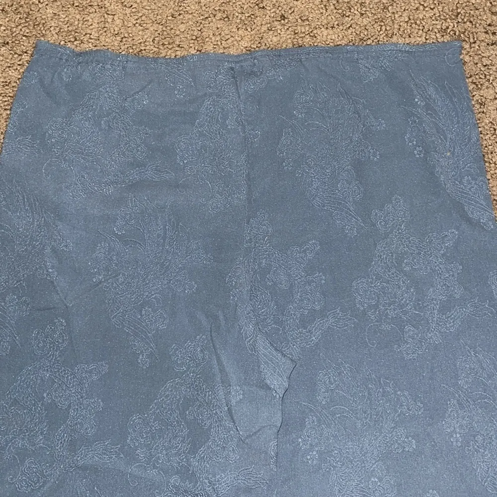 CITRON Silk Asian Floral Jacquard Wide Leg High‎ Waist Crop Palazzo Pant Blue S - Image 6