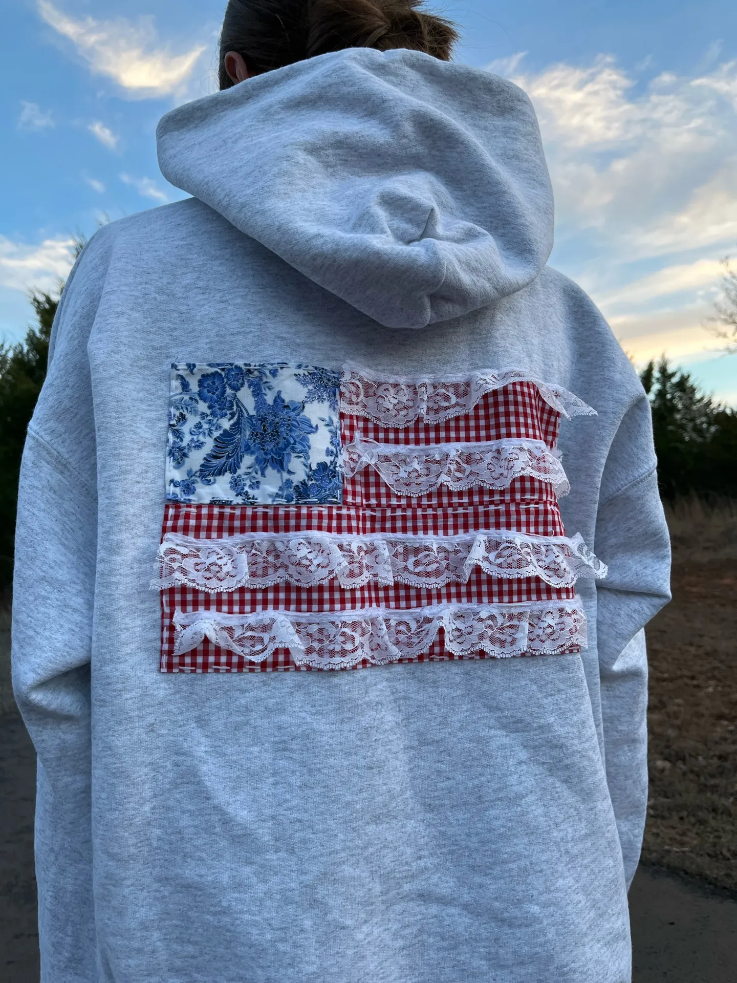 Hanes American Flag Patchwork Hoodie - Image 3