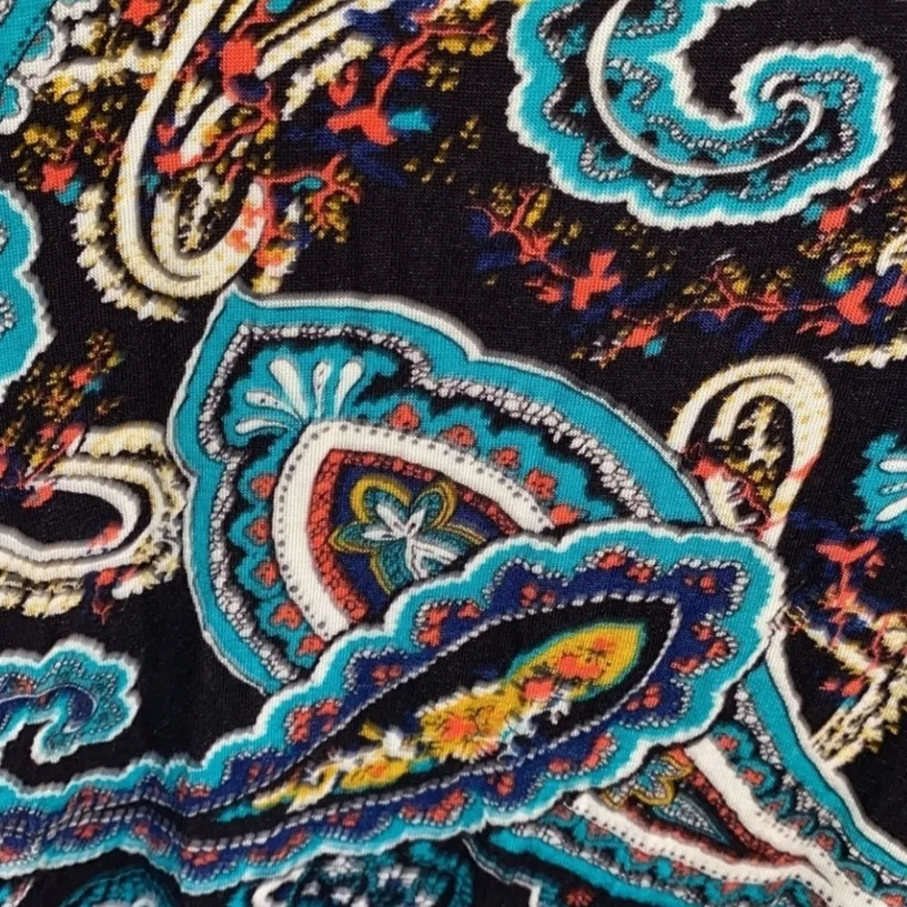 Priddy dress By Puella Bohemian paisley print turquoise & black large stretch - Image 4
