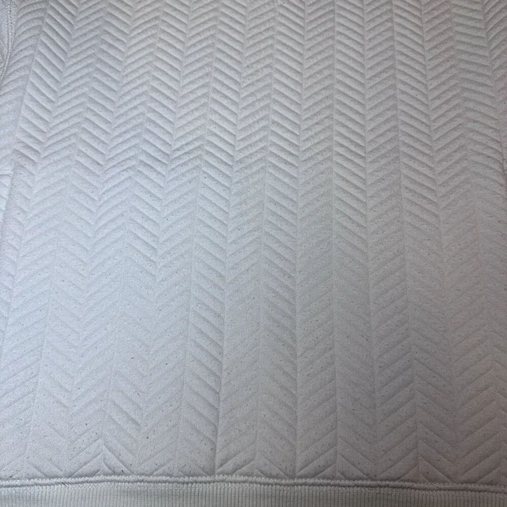 prAna Silverspring Pullover Sweater size S Cream Cable Herringbone Pockets - Image 2