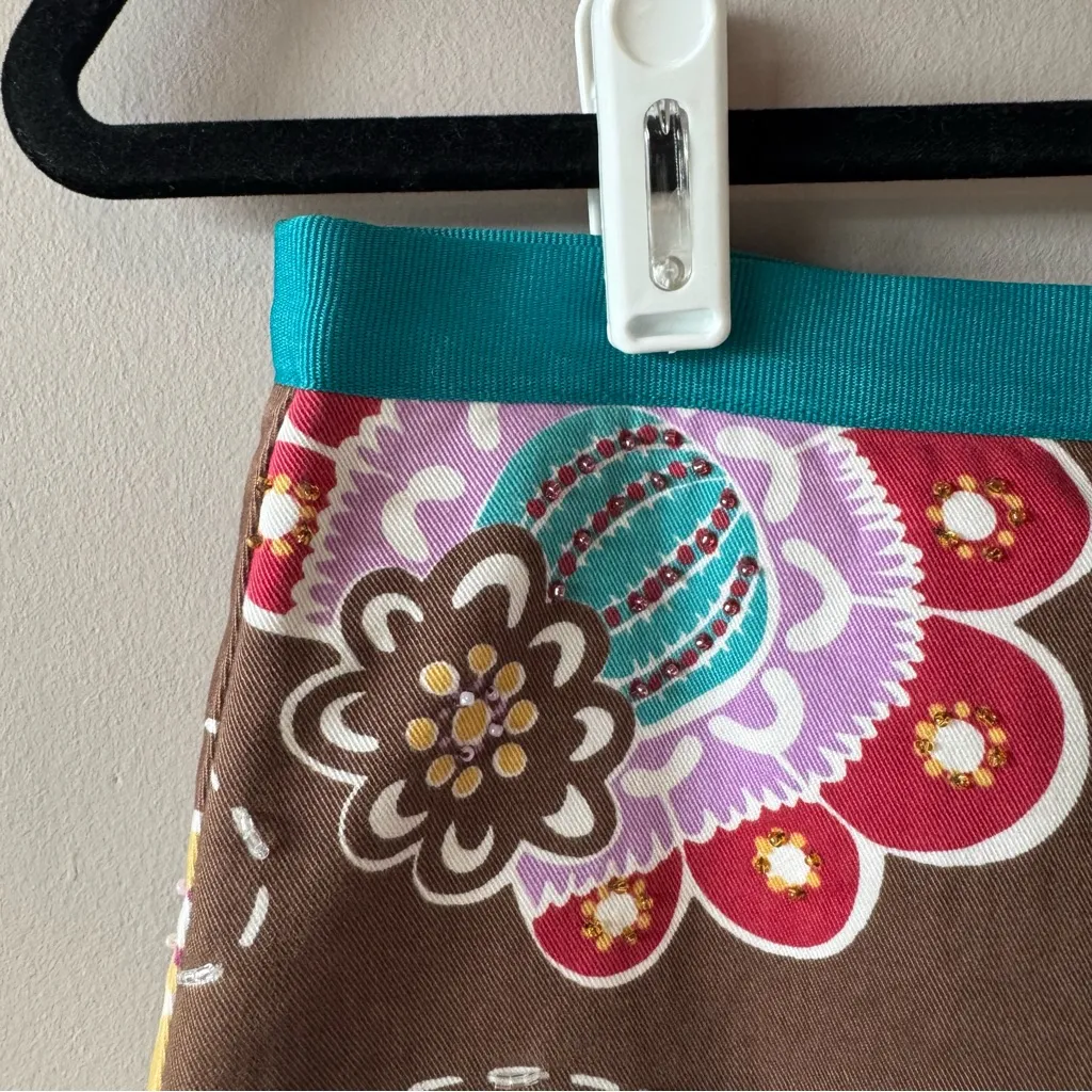 Boden Women’s Beaded‎ Floral A Line Pencil Skirt Size 8R Brown - Image 8