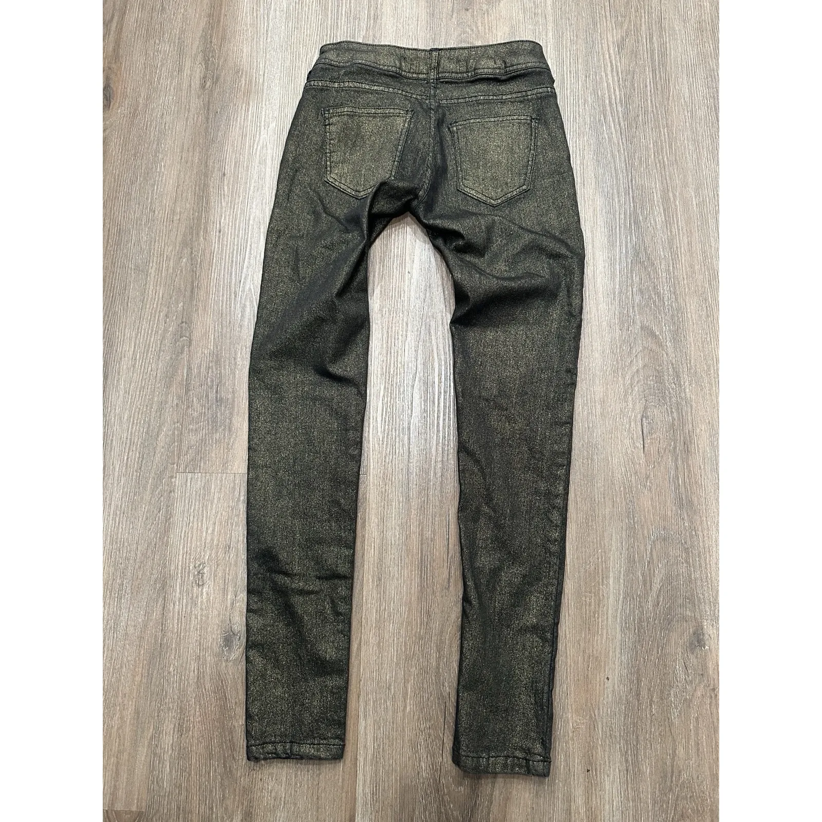 Romeo & Juliet Jeans Women 25‎ Black Gold Shimmer Metallic Stretch - Image 2