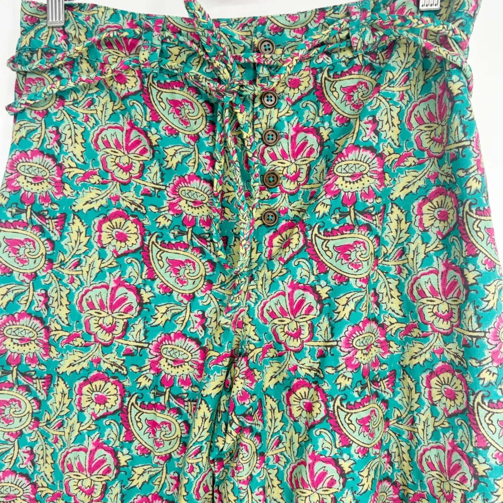 Sundance Womens Bangla Road Beachy Cotton Voile Paisley Print Wide Leg Pants M‎ - Image 3
