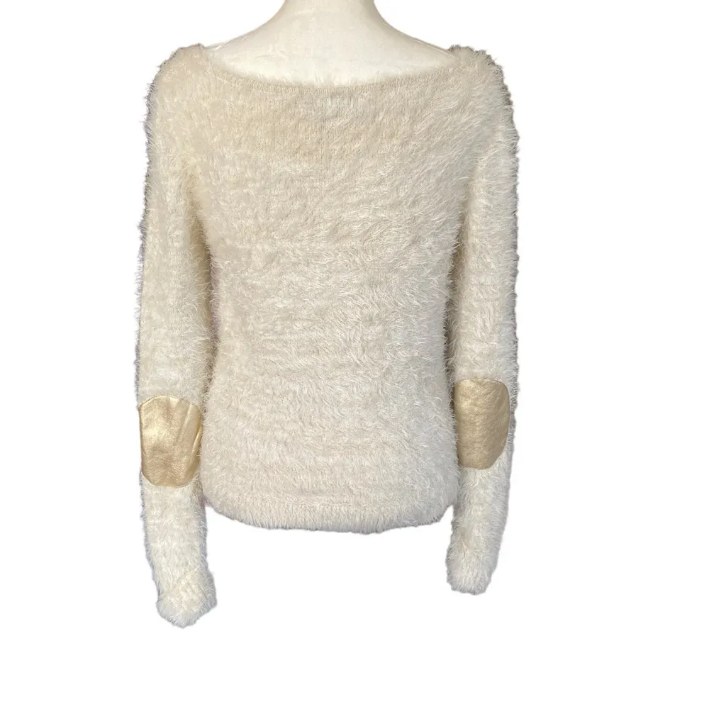 Jennifer Lopez super soft cream colored stretchy sweater gold sparkles warm - Image 4