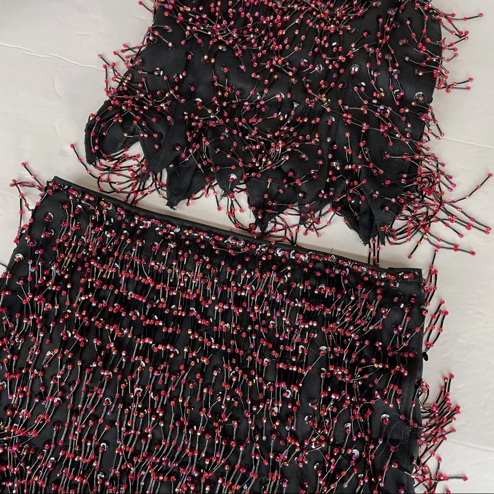 Glamour Costumes Beaded String Two Piece Dance Black - Image 9