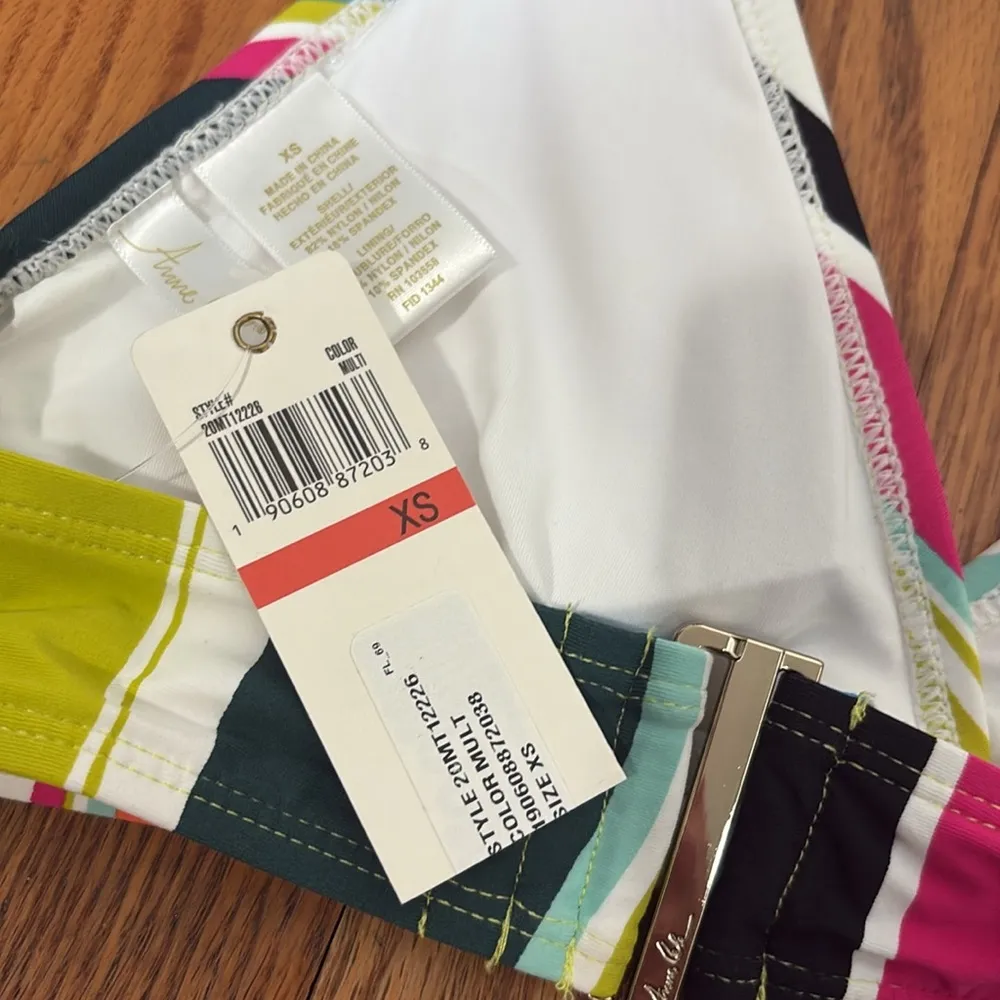 Anne Cole Clearwater Stripe‎ Bikini Set Halter Top Mid Rise Bottoms XS NWT - Image 10