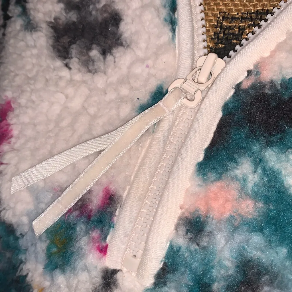 Anthropologie Saturday/Sunday Rosemarie Floral Quarter Zip Teddy Hoodie Sherpa S White - Image 6