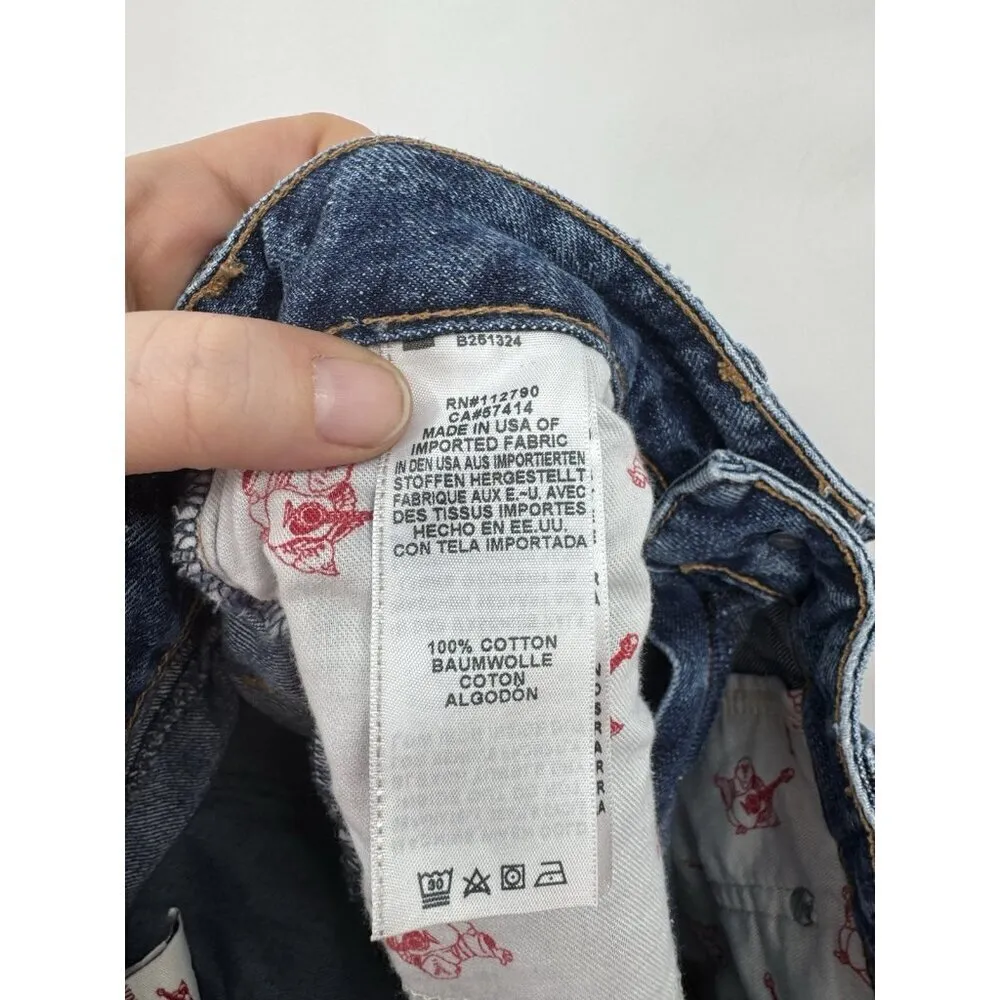 True Religion Jean Shorts Women 28 Blue Denim Distressed Preppy Grunge Skater‎ - Image 5