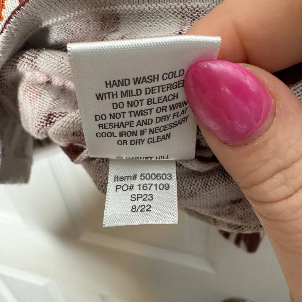 GARNET HILL Women's Long Sleeve Ikat Boatneck Sweater Silk/Organic Cotton Size M - Image 5