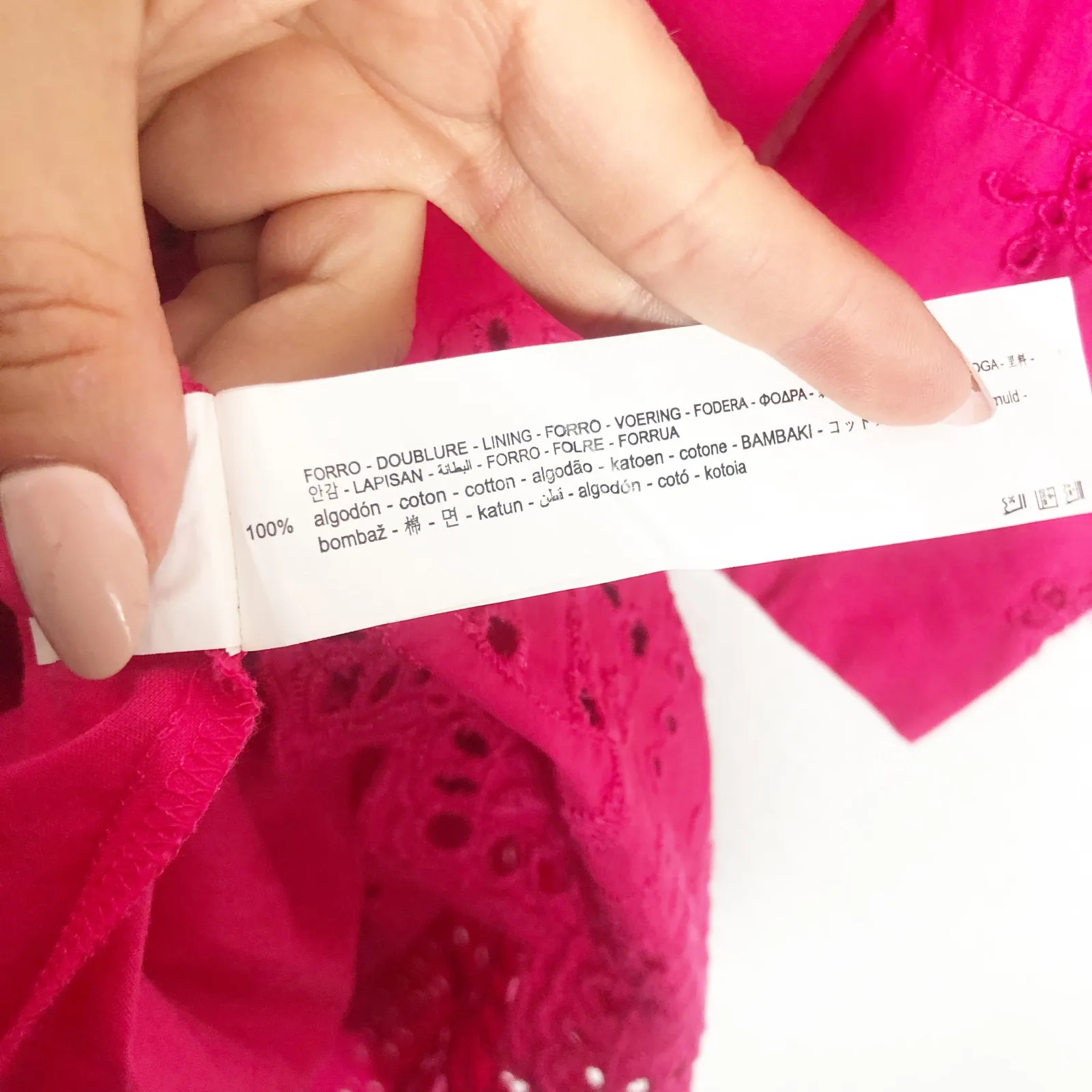 Zara Eyelet Pink Fushia Maxi Dress Cotton Poplin Long Puff Sleeve Small 7521/107 - Image 7