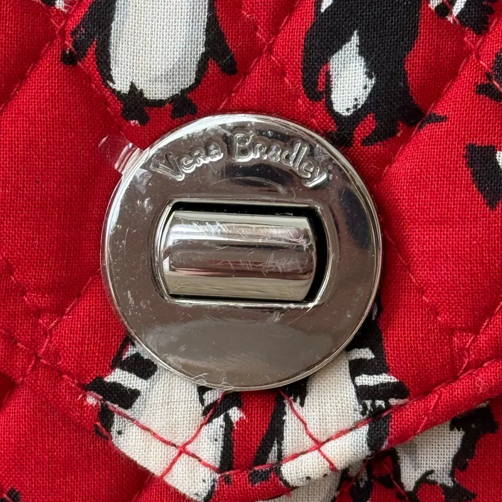 Vera Bradley Turnlock Zip Quilted Wallet Wristlet Playful Penguins Red Black - Image 2