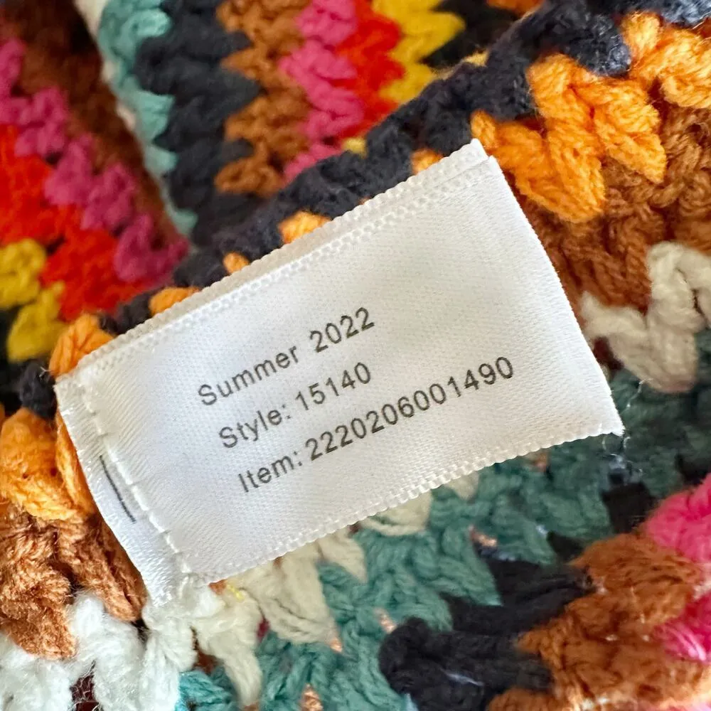 Marine Layer Viv Crochet Multi Stripe Casual Beach Midi Dress Boho Medium - Image 11